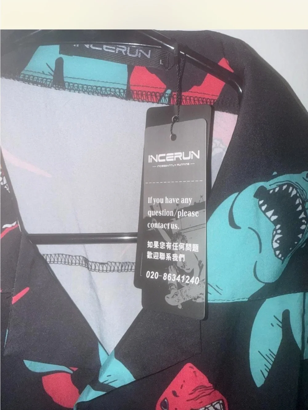 Black Short-Sleeve Shark Print Button-Down Shirt for Fishing!
